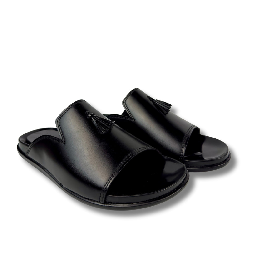 BLACK LEATHER SLIPPER