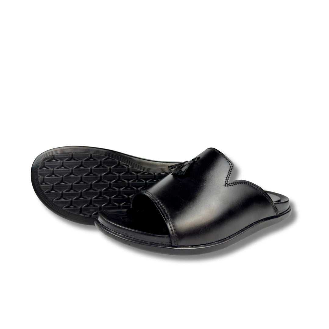 BLACK LEATHER SLIPPER
