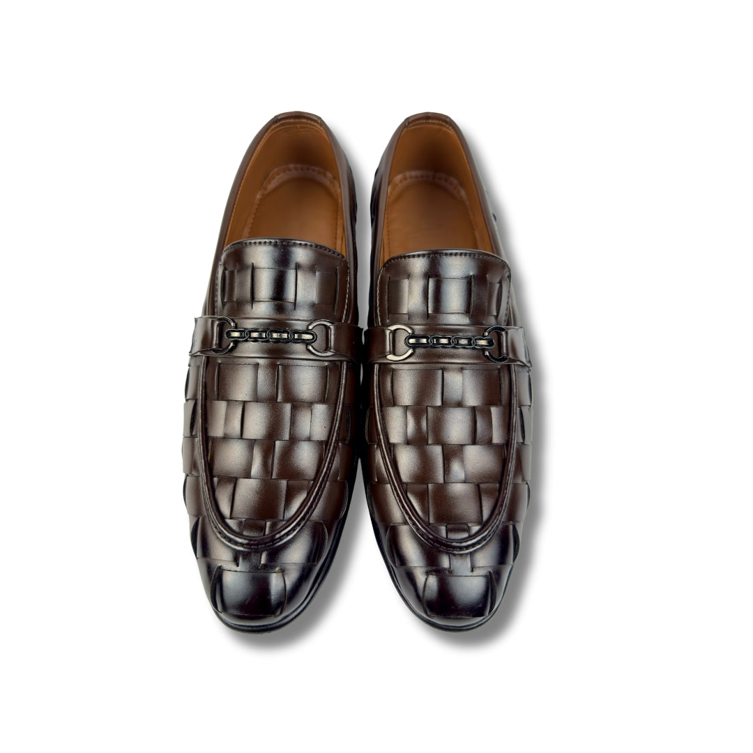 BROWN BRAIDED LOAFER