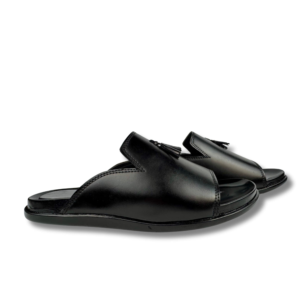 BLACK LEATHER SLIPPER
