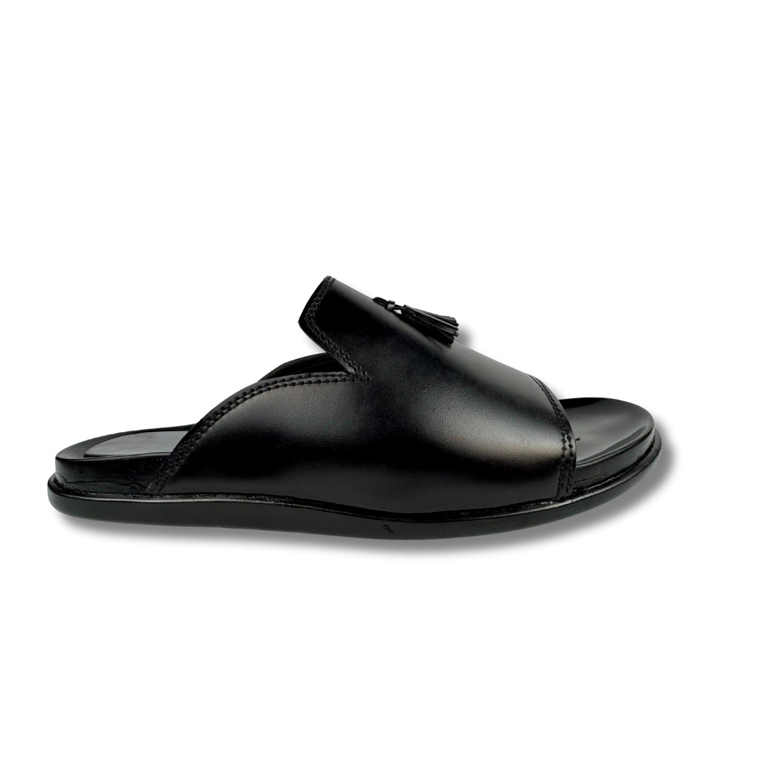 BLACK LEATHER SLIPPER