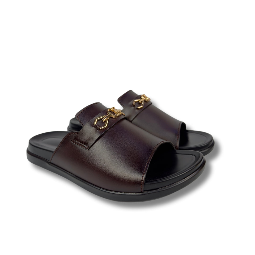 Getsy - Men's Dark Brown Calf Leather Slipper
