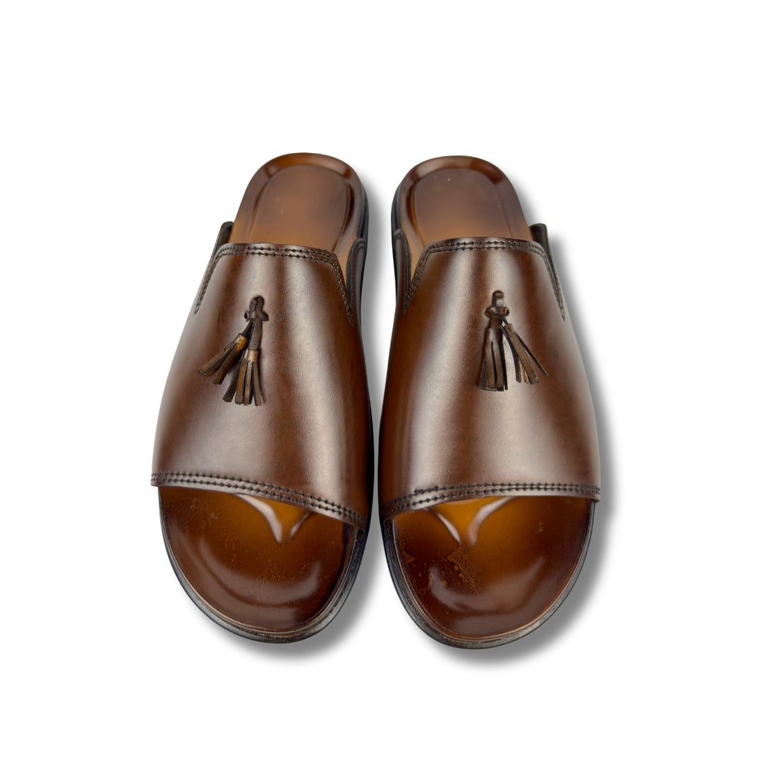 BROWN LEATHER SLIPPER