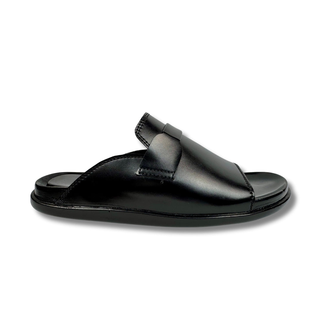 Darwin - Men's Black Pebble Grain Leather Slipper