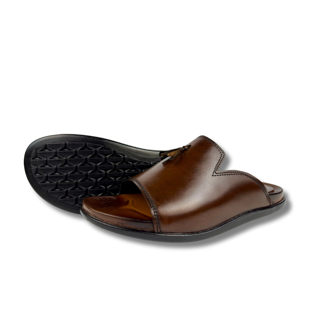 BROWN LEATHER SLIPPER
