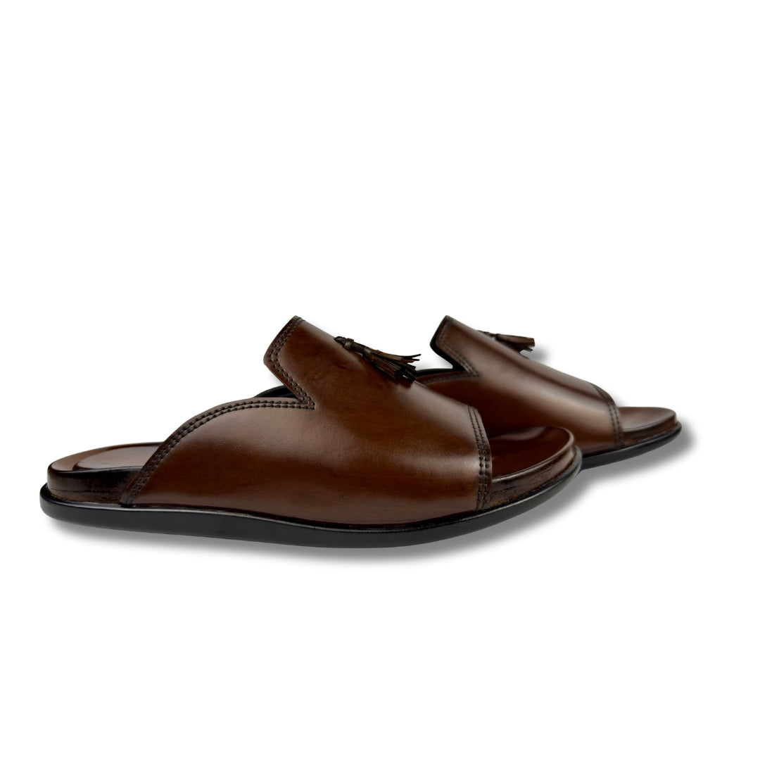 BROWN LEATHER SLIPPER