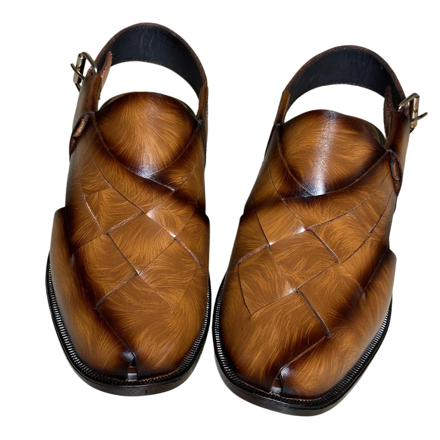 Babar-sheer staped leather peshawari sandal