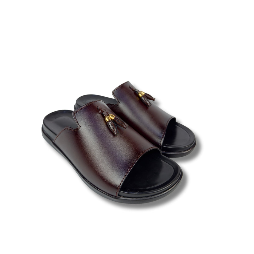 Darwin - Men's Brown Pebble Grain Leather Slipper