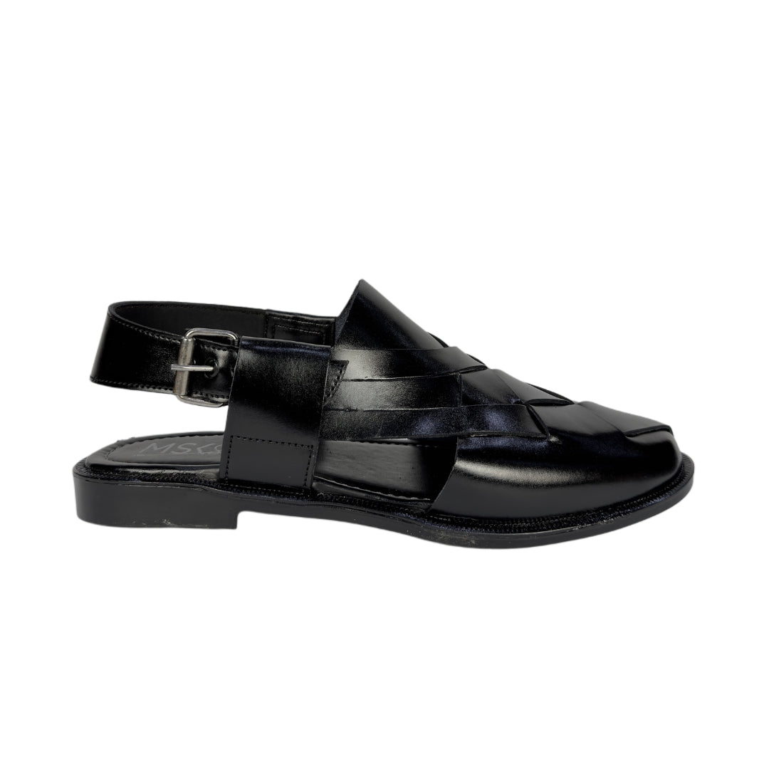BLACK STRAP LEATHER PESHAWRI SANDAL