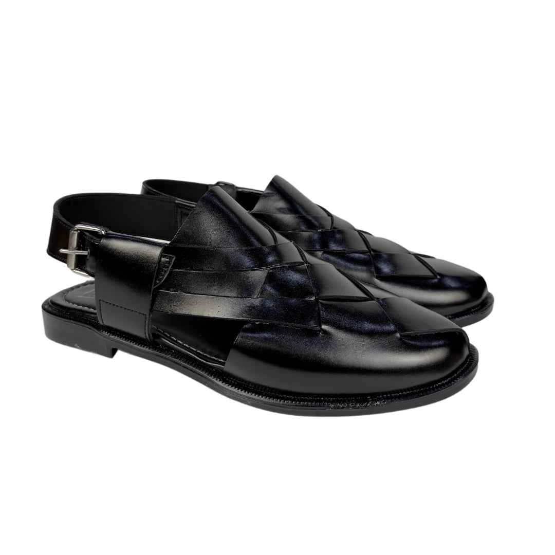 BLACK STRAP LEATHER PESHAWRI SANDAL