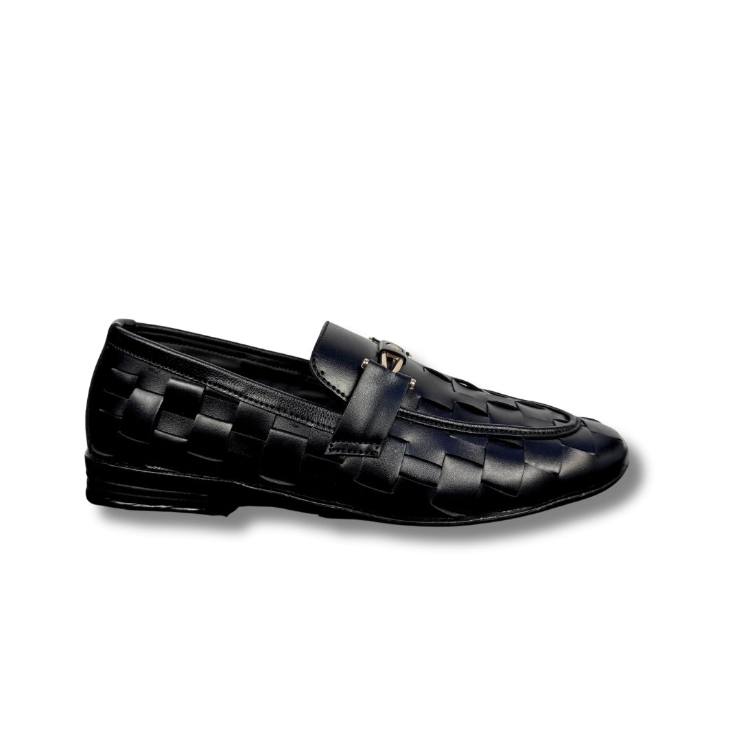 BRAIDED STRAP BLACK LOAFERS
