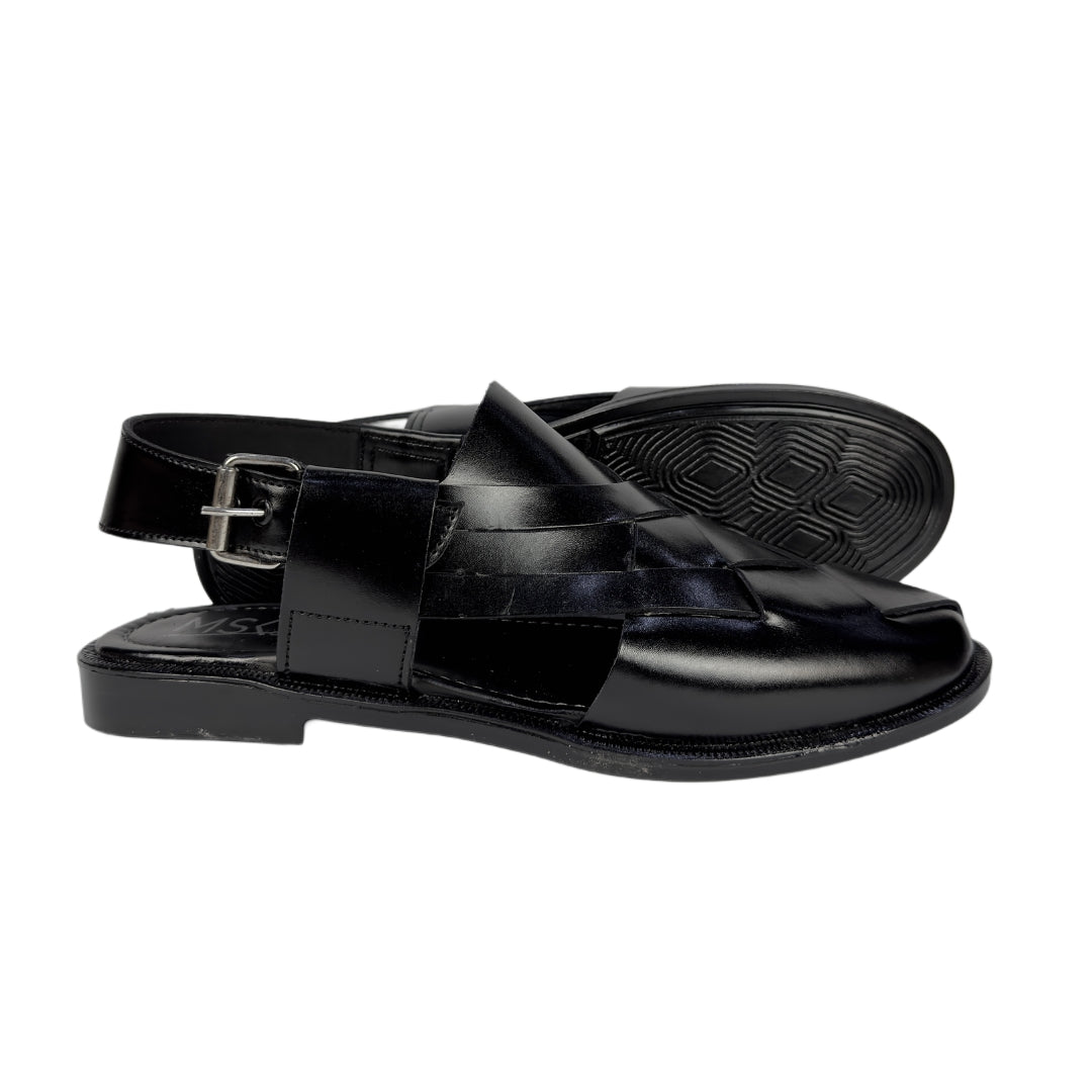 BLACK STRAP LEATHER PESHAWRI SANDAL