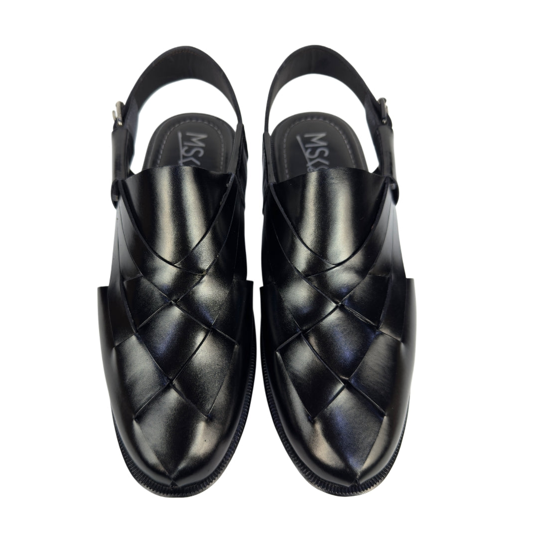 BLACK STRAP LEATHER PESHAWRI SANDAL