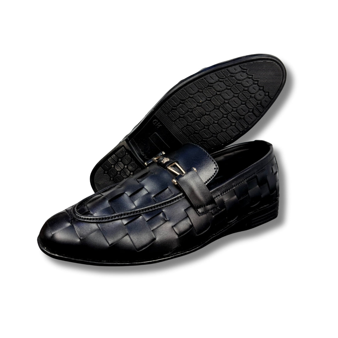 BRAIDED STRAP BLACK LOAFERS