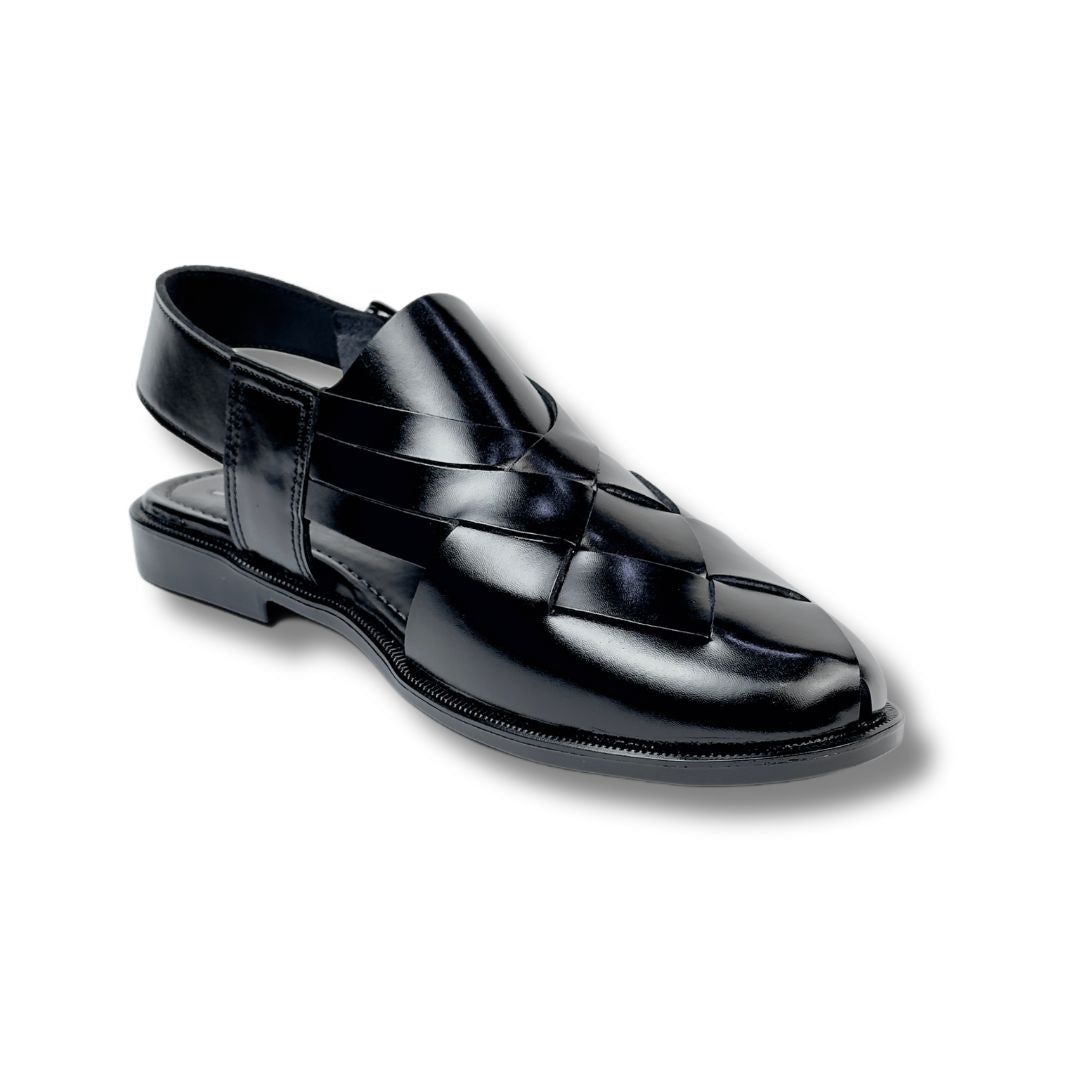 BLACK STRAP LEATHER PESHAWRI SANDAL