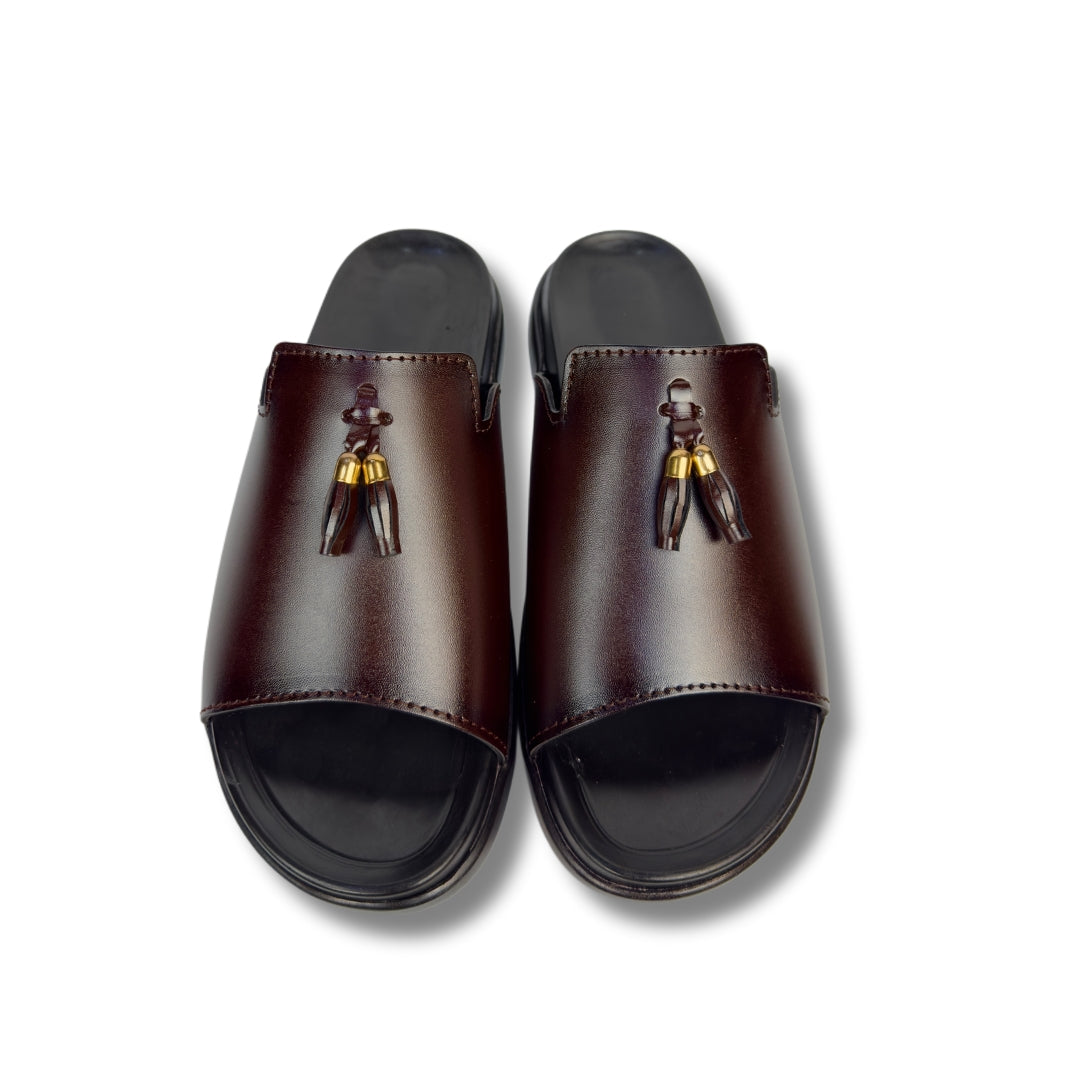 Darwin - Men's Brown Pebble Grain Leather Slipper