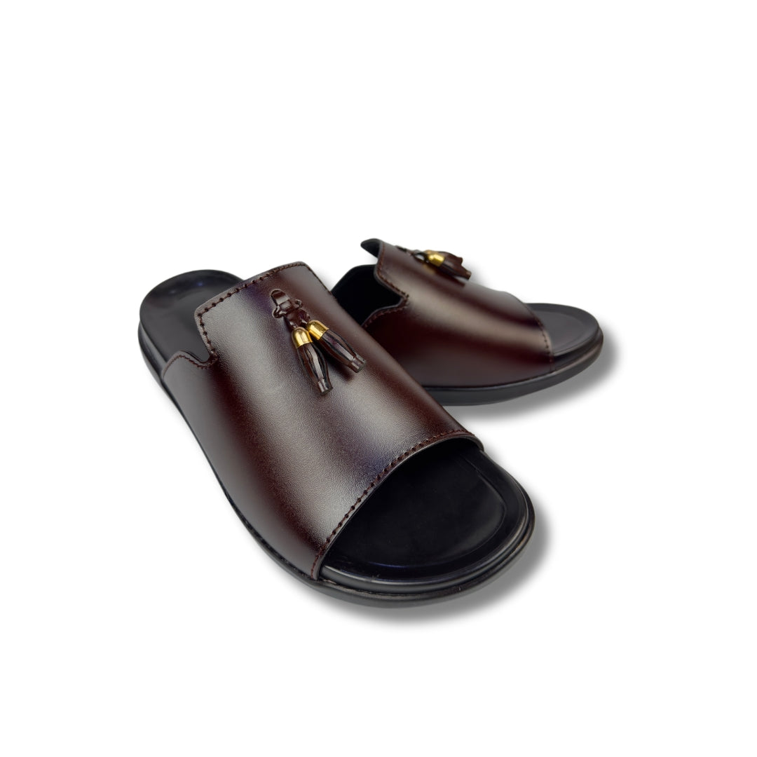 Darwin - Men's Brown Pebble Grain Leather Slipper