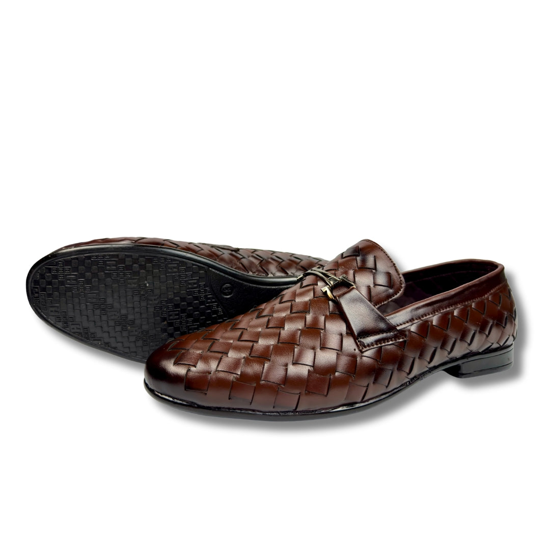 BROWN BRAIDED LOAFER
