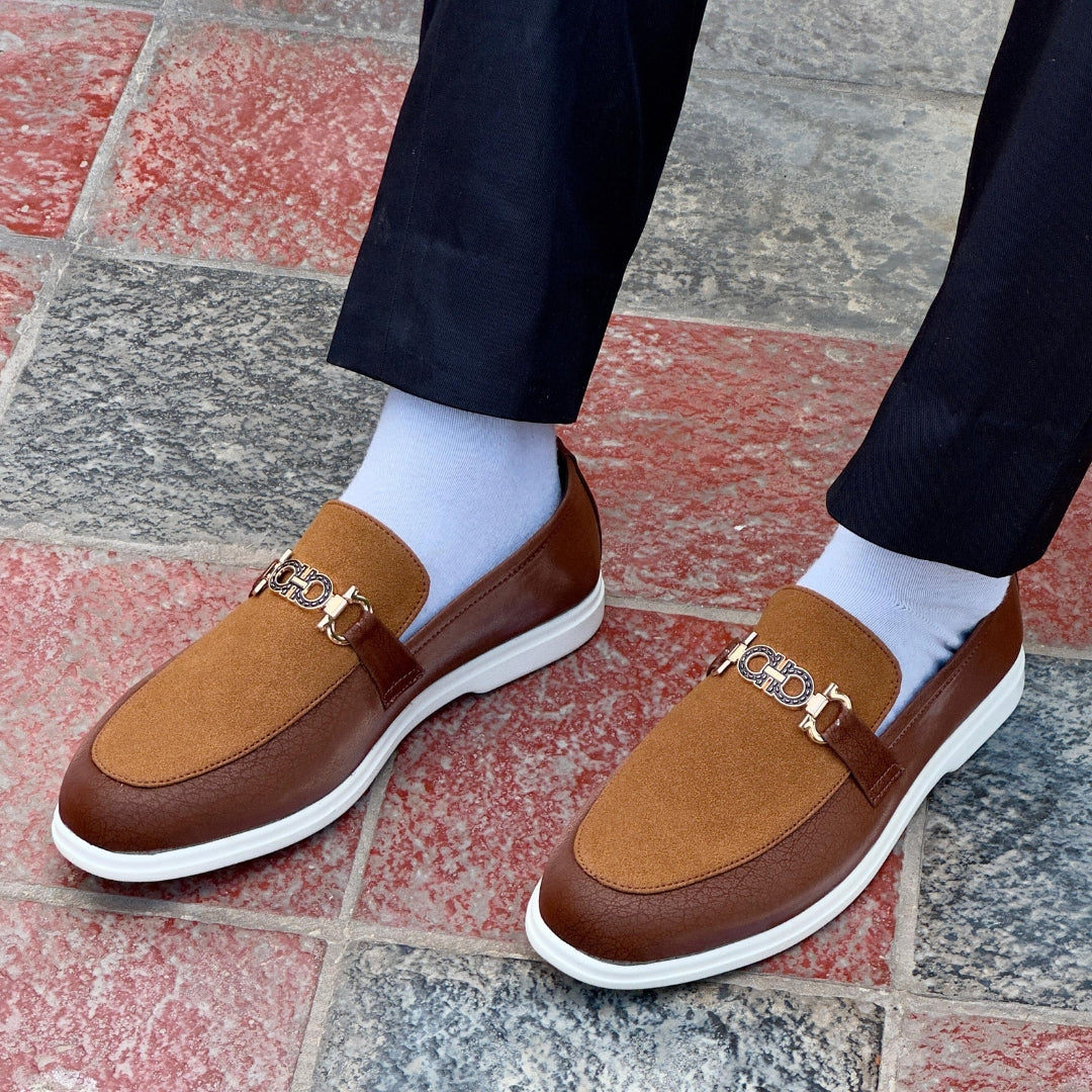 BROWN SUEDE TWO TONE LOAFER
