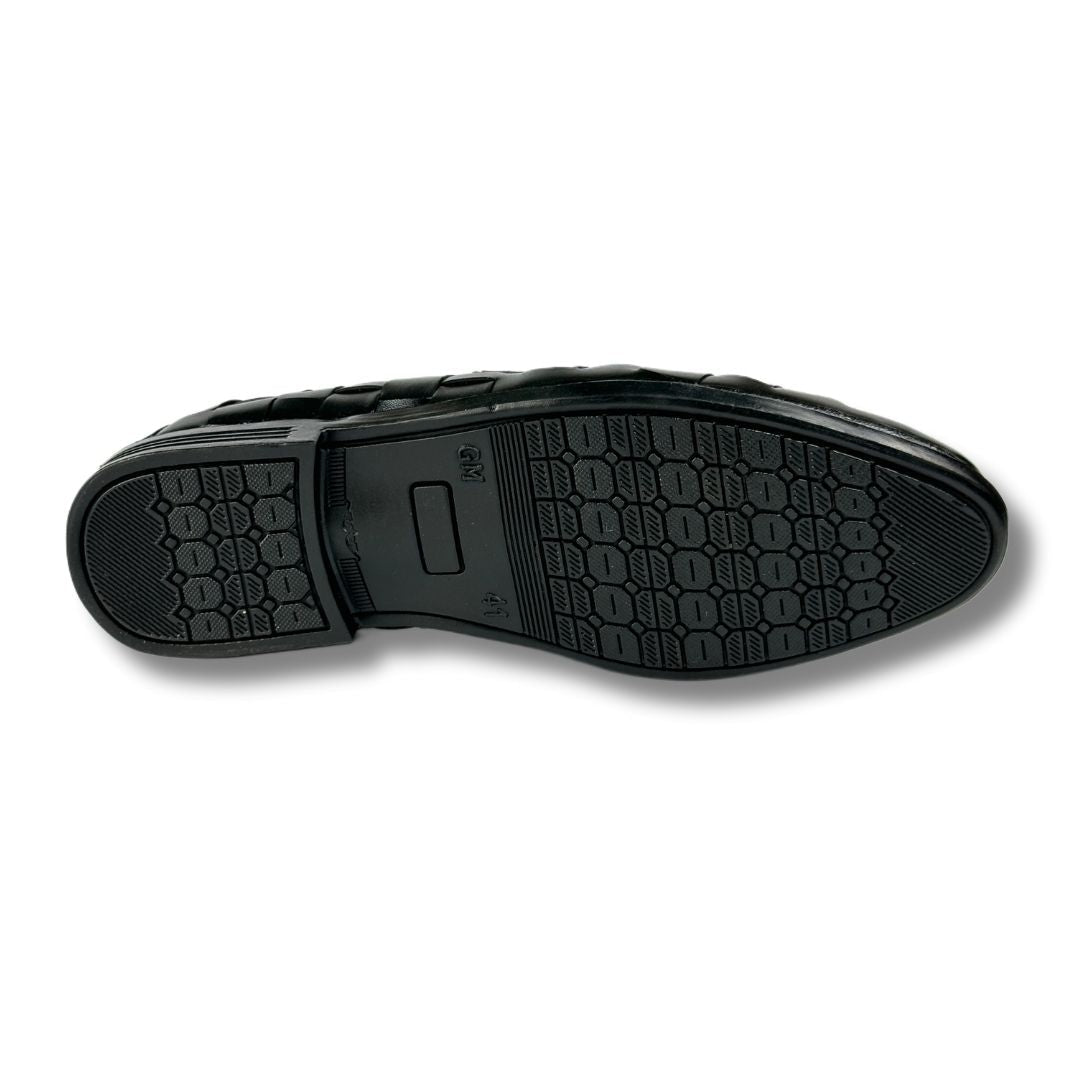 BRAIDED STRAP BLACK LOAFERS