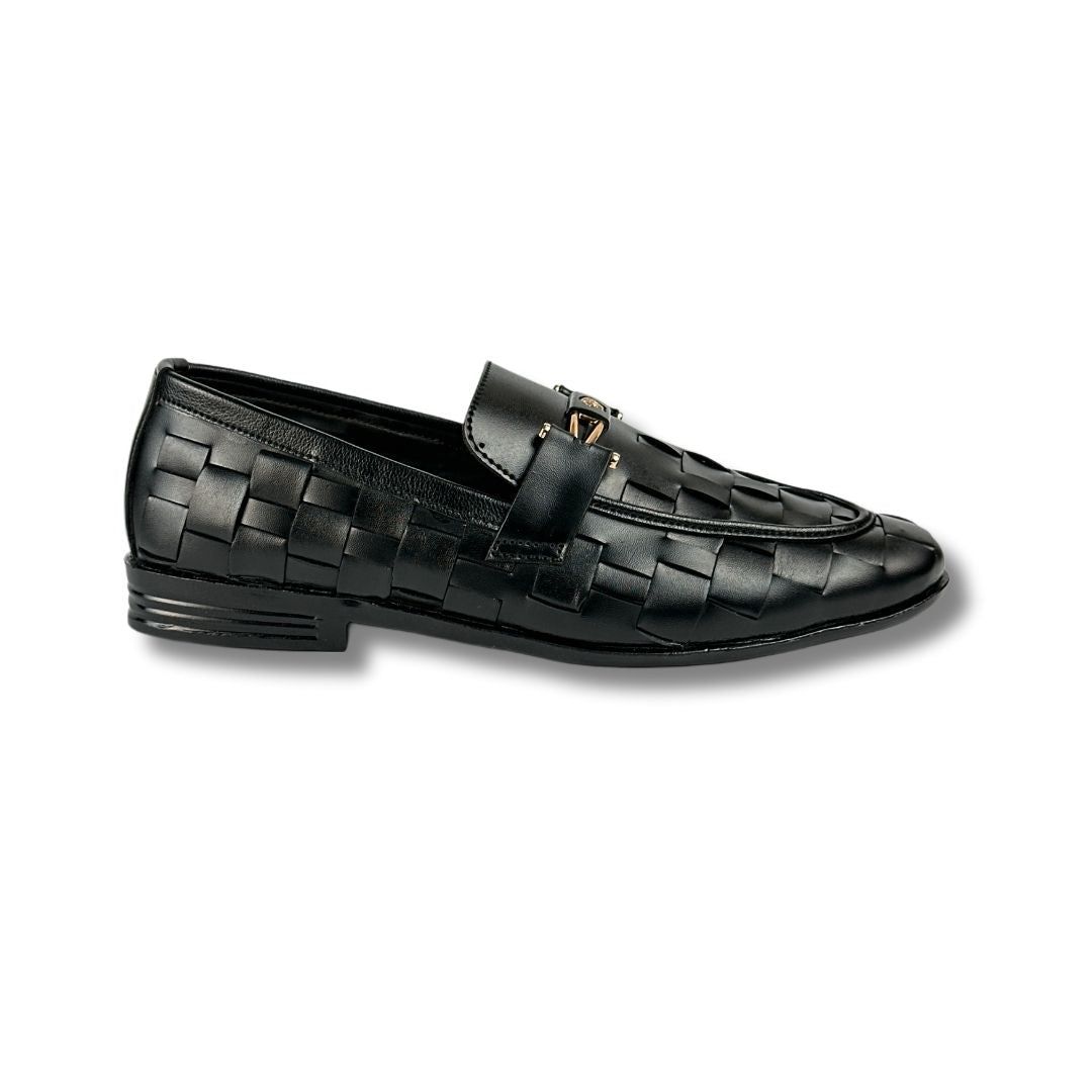 BRAIDED STRAP BLACK LOAFERS