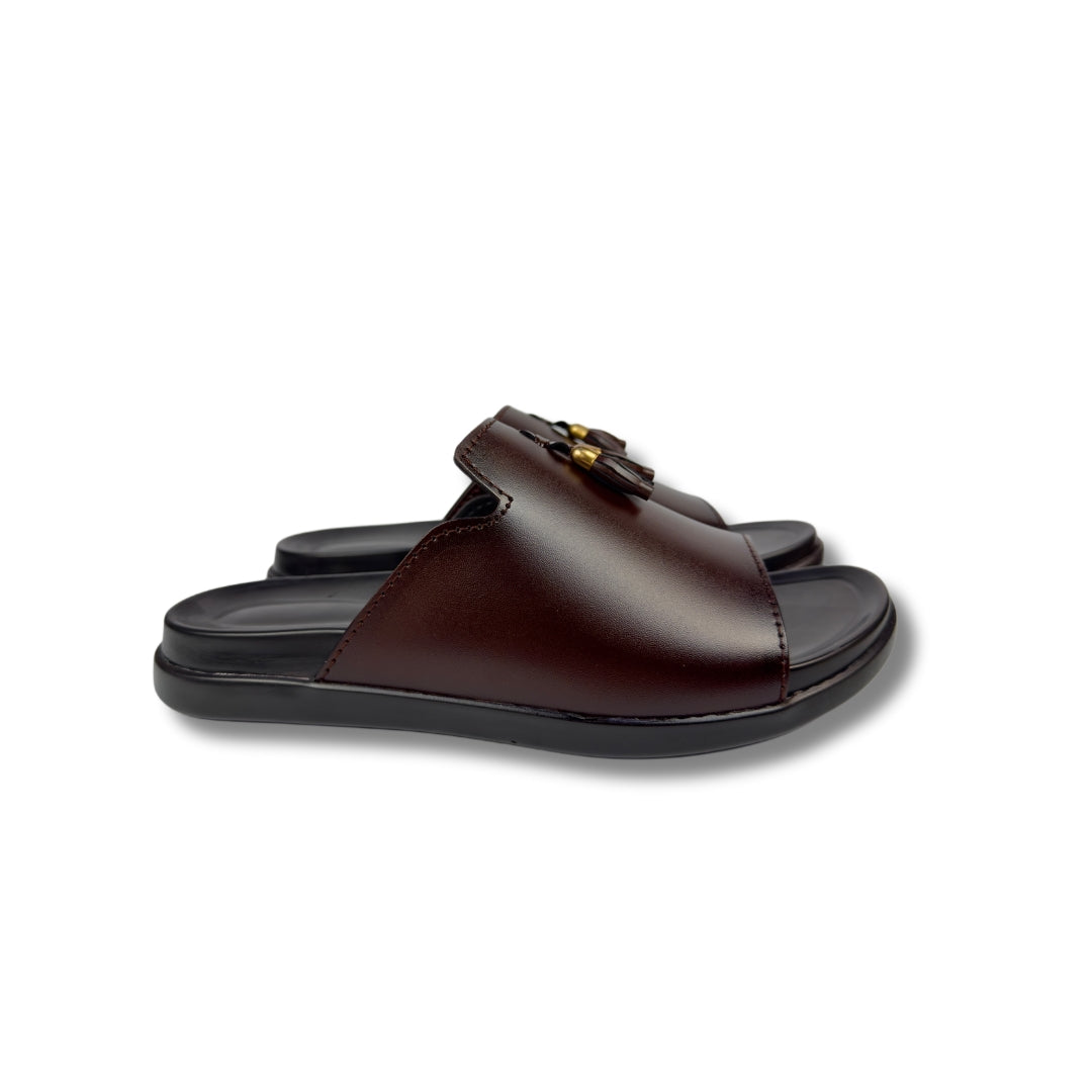 Darwin - Men's Brown Pebble Grain Leather Slipper