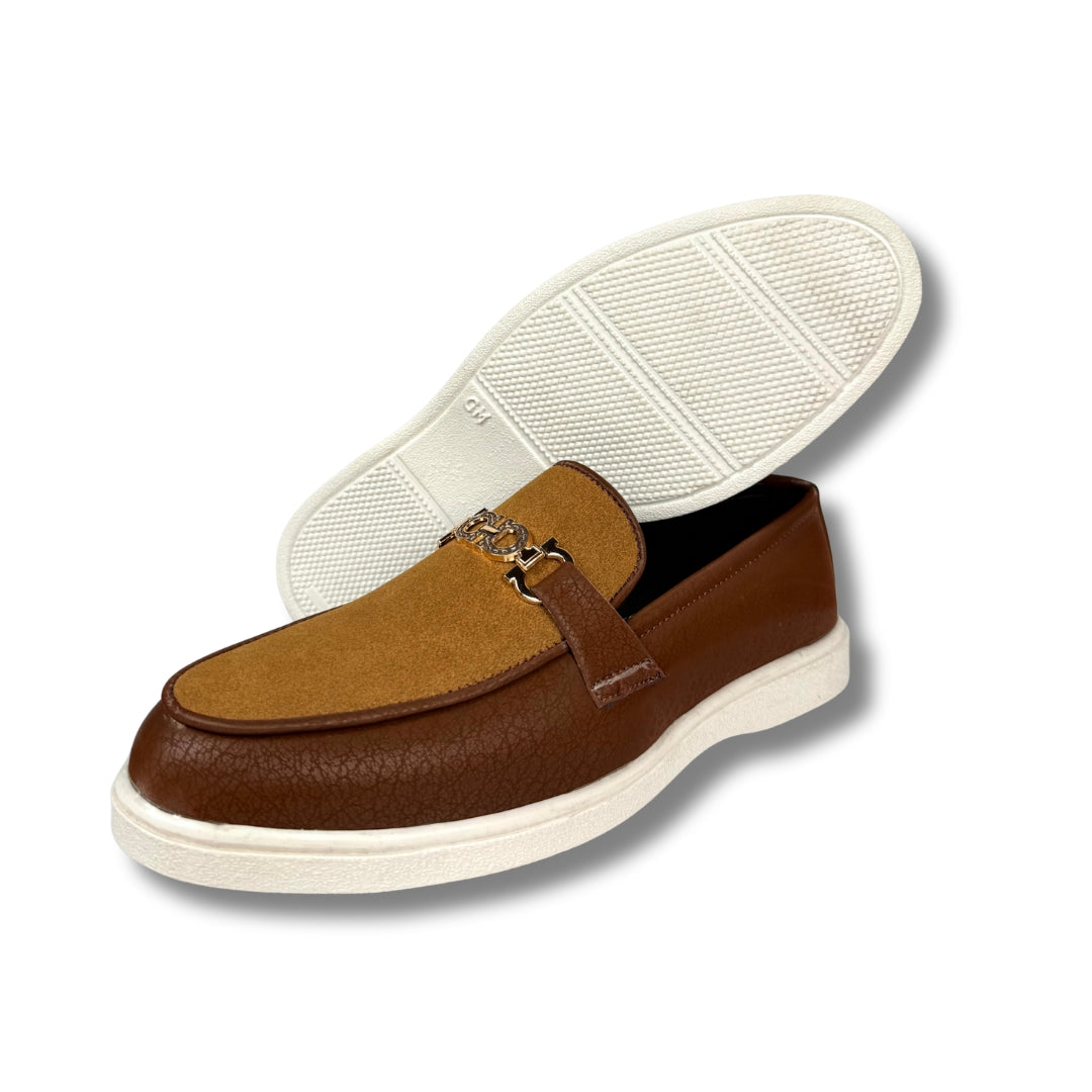 BROWN SUEDE TWO TONE LOAFER