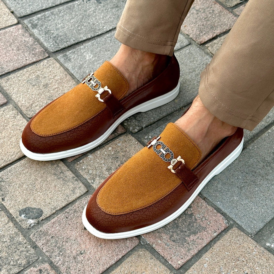 BROWN SUEDE TWO TONE LOAFER