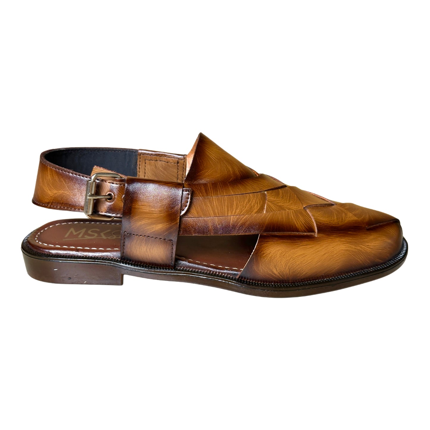 Babar-sheer staped leather peshawari sandal