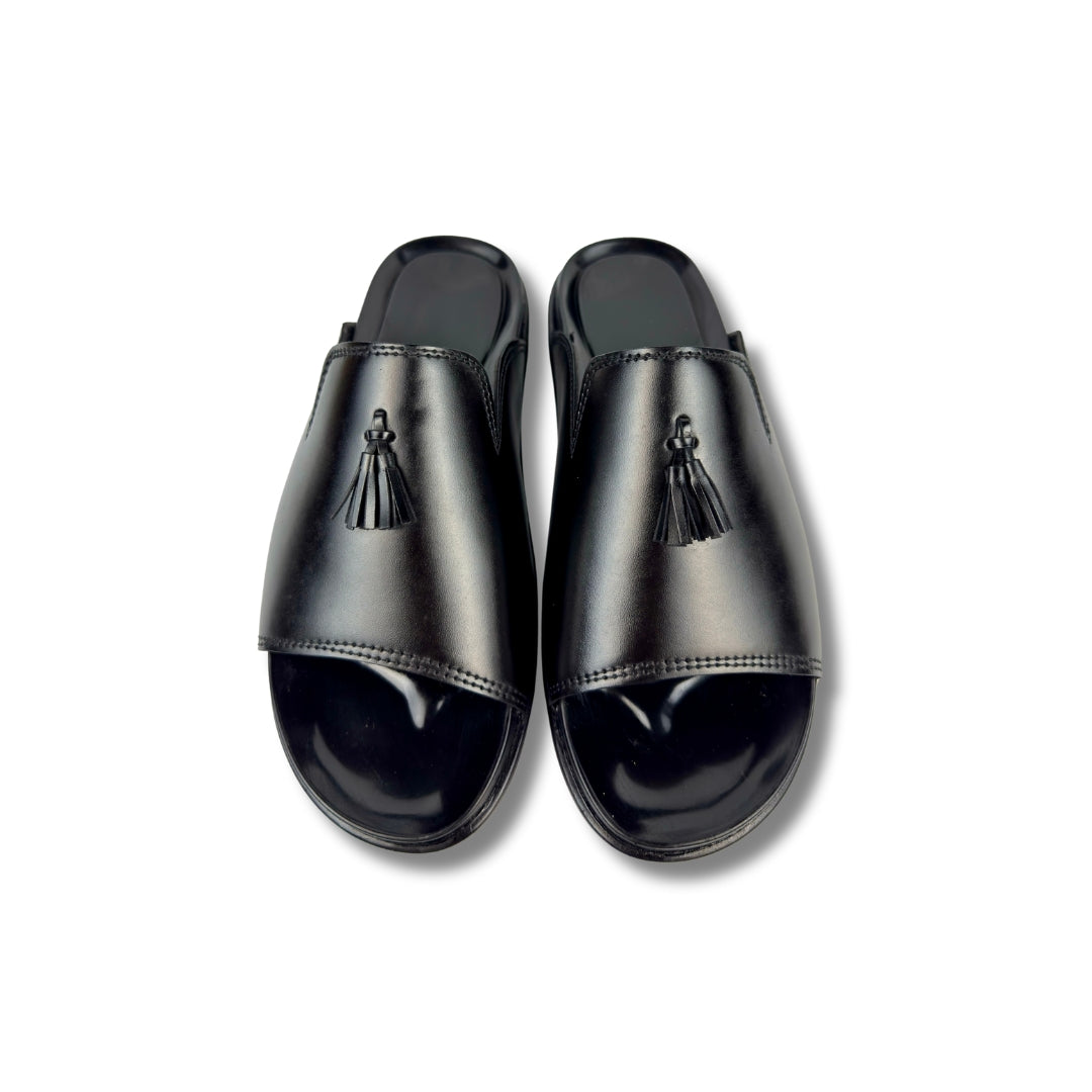 BLACK LEATHER SLIPPER