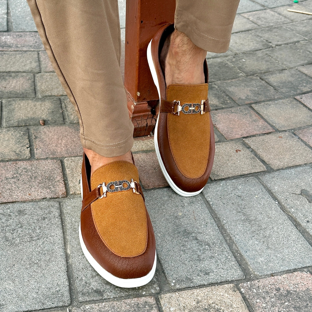 BROWN SUEDE TWO TONE LOAFER
