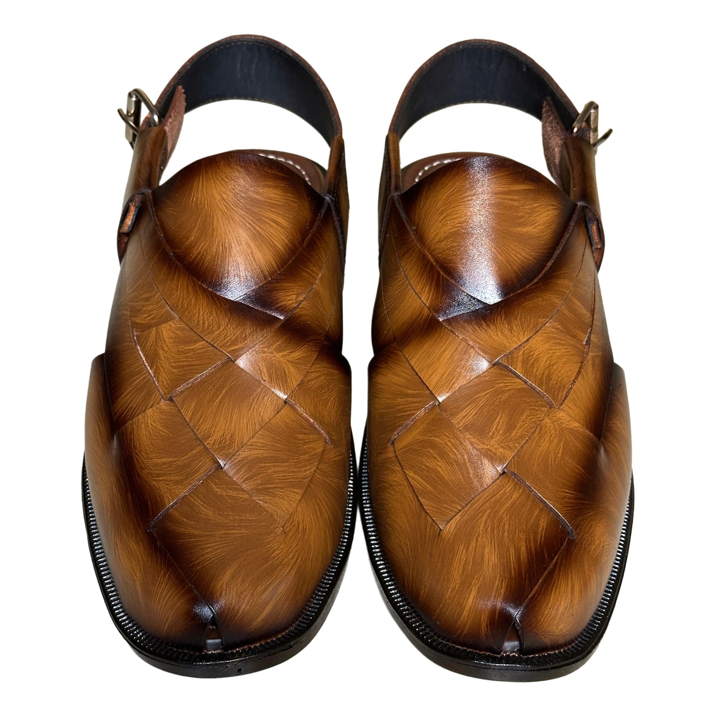 Babar-sheer staped leather peshawari sandal