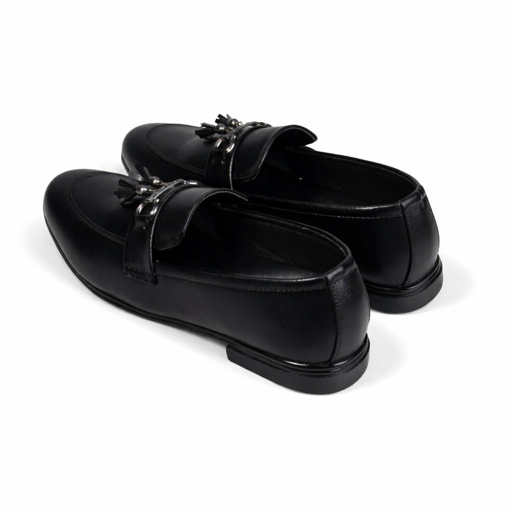 TEXTURE BLACK TASSEL LOAFER