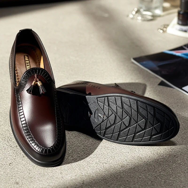 BROWN MEDICATED WRINKLE FREE LEATHER LOAFER