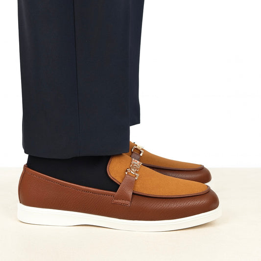 BROWN SUEDE TWO TONE LOAFER