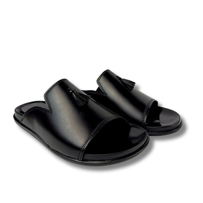BLACK LEATHER SLIPPER
