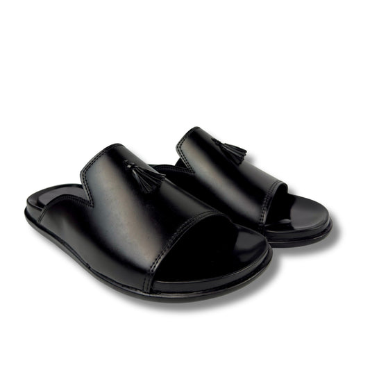 BLACK LEATHER SLIPPER
