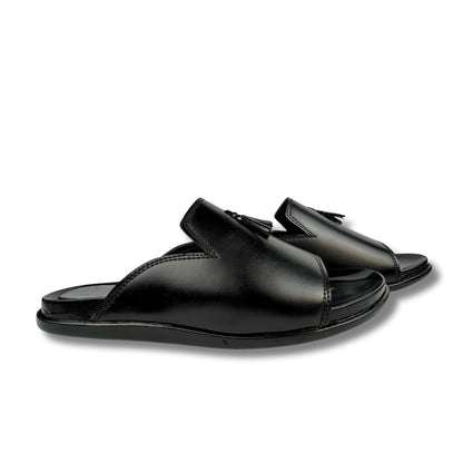 BLACK LEATHER SLIPPER