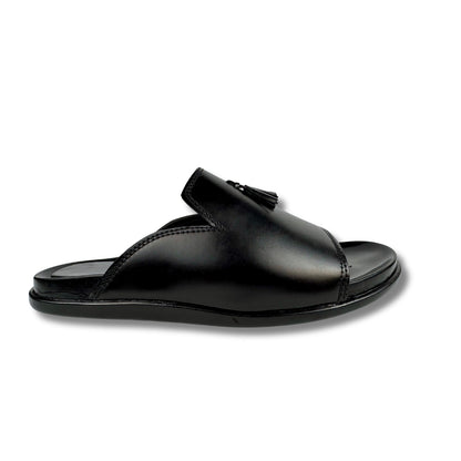 BLACK LEATHER SLIPPER