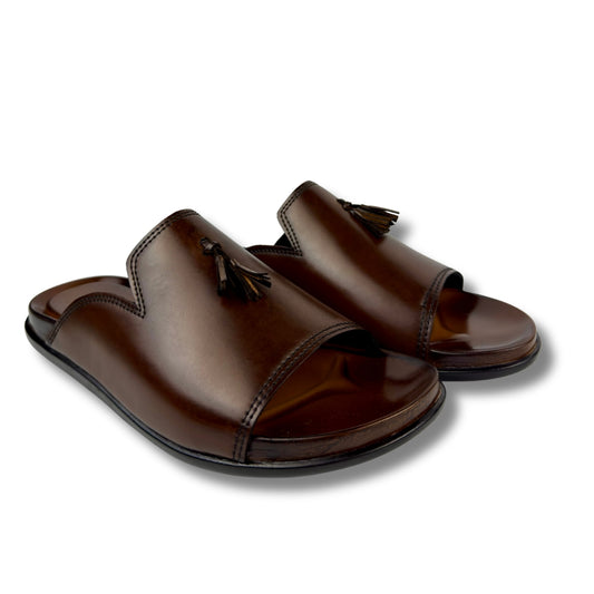 BROWN LEATHER SLIPPER