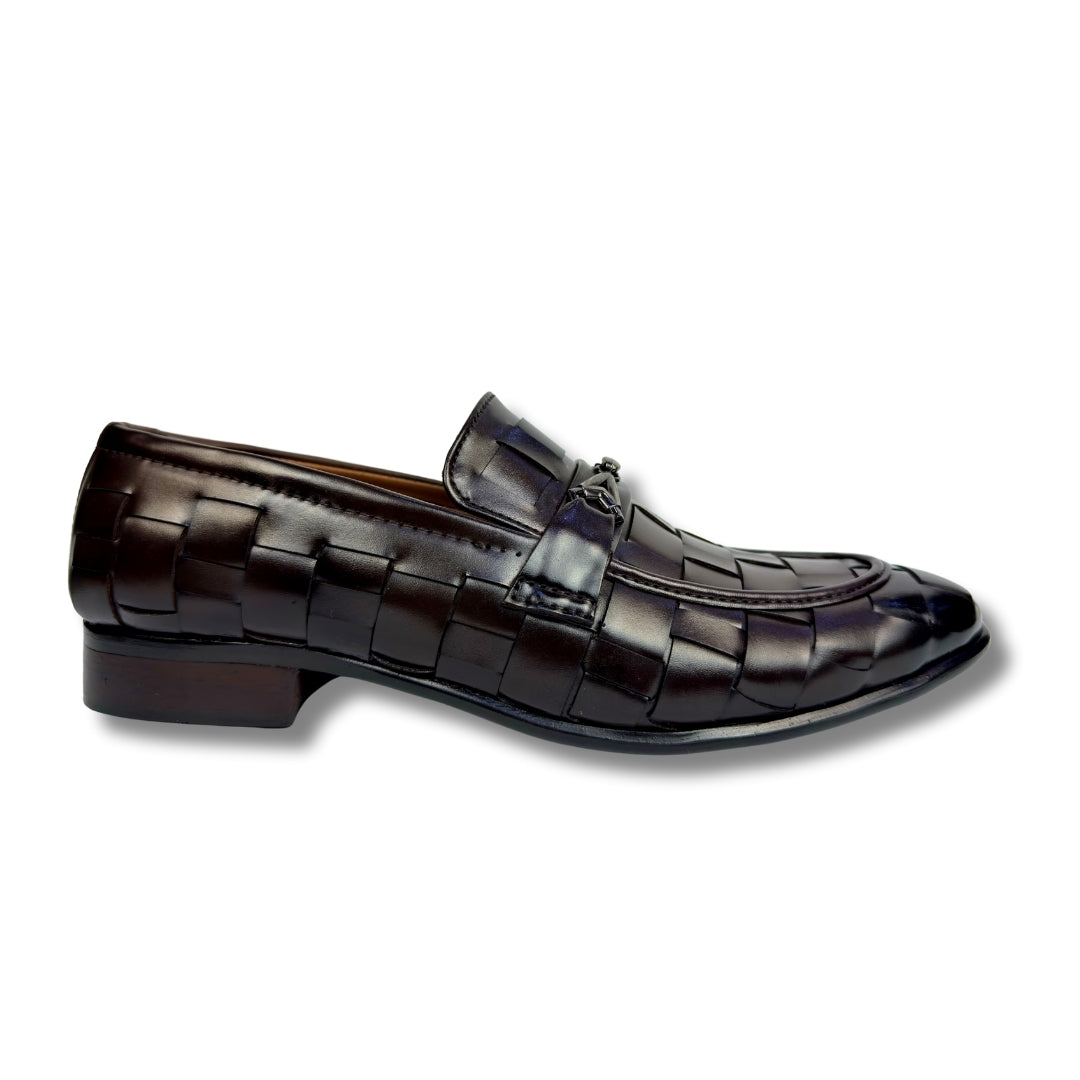 Evie - Men's Brown Hand Braid Calf Leather Loafer