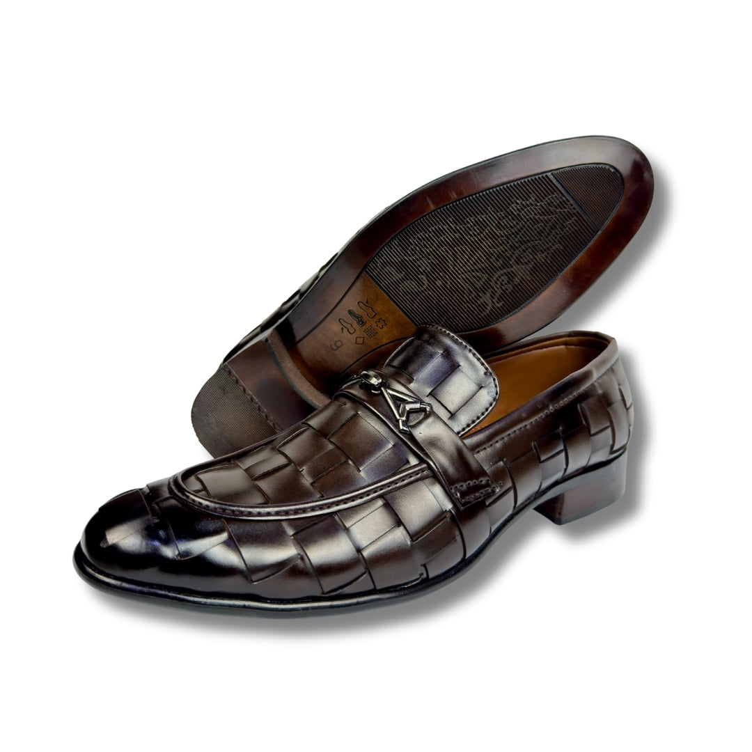 Evie - Men's Brown Hand Braid Calf Leather Loafer