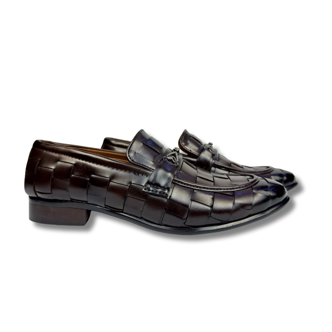 Evie - Men's Brown Hand Braid Calf Leather Loafer