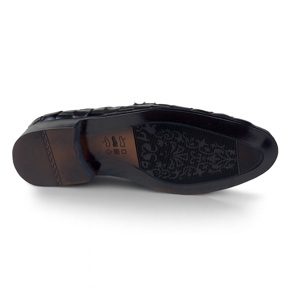 BROWN WOVEN PURE LEATHER