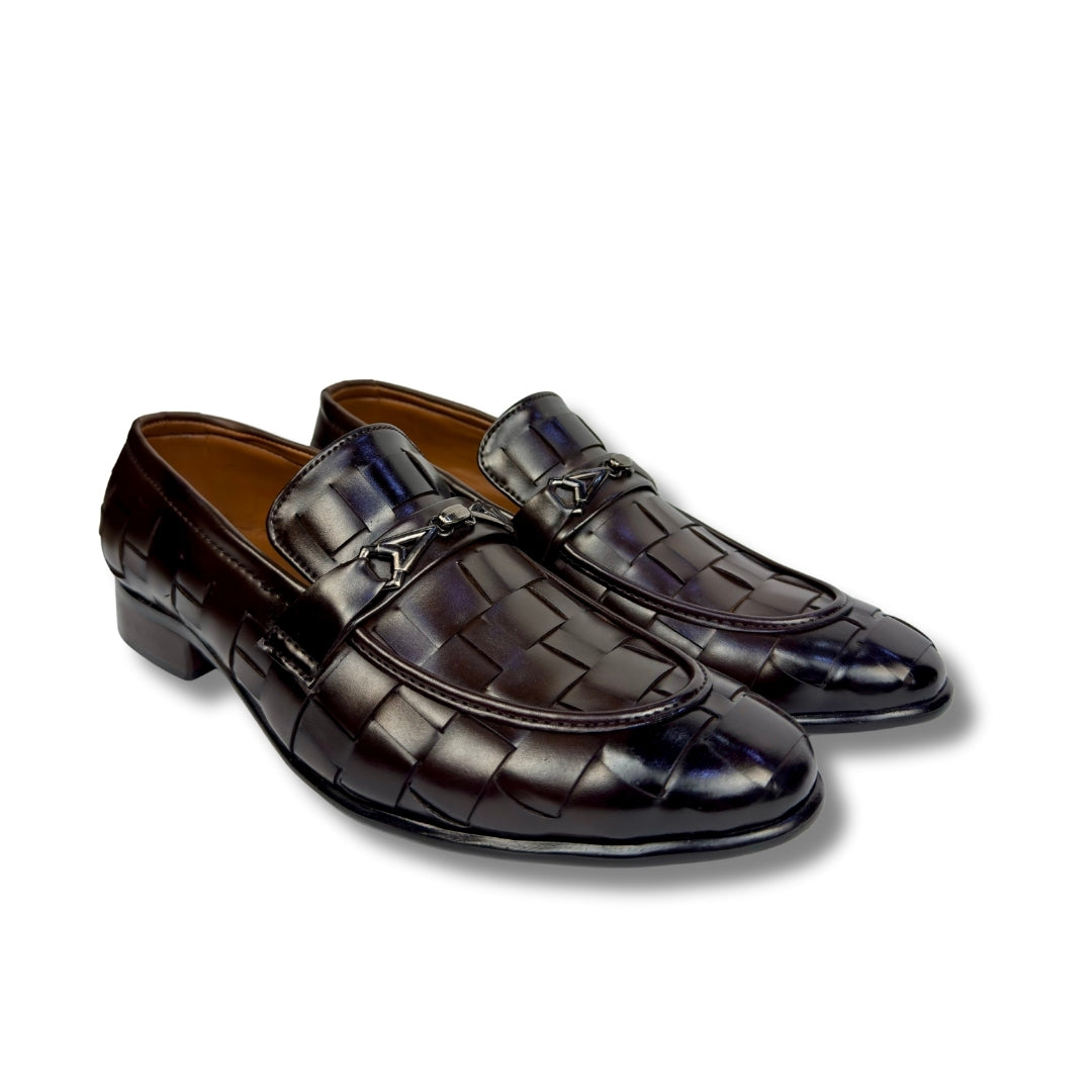 Evie - Men's Brown Hand Braid Calf Leather Loafer