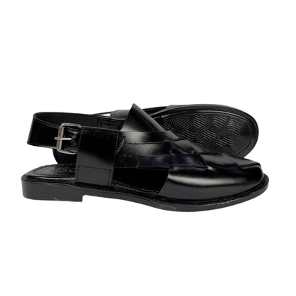 BLACK STRAP LEATHER PESHAWRI SANDAL