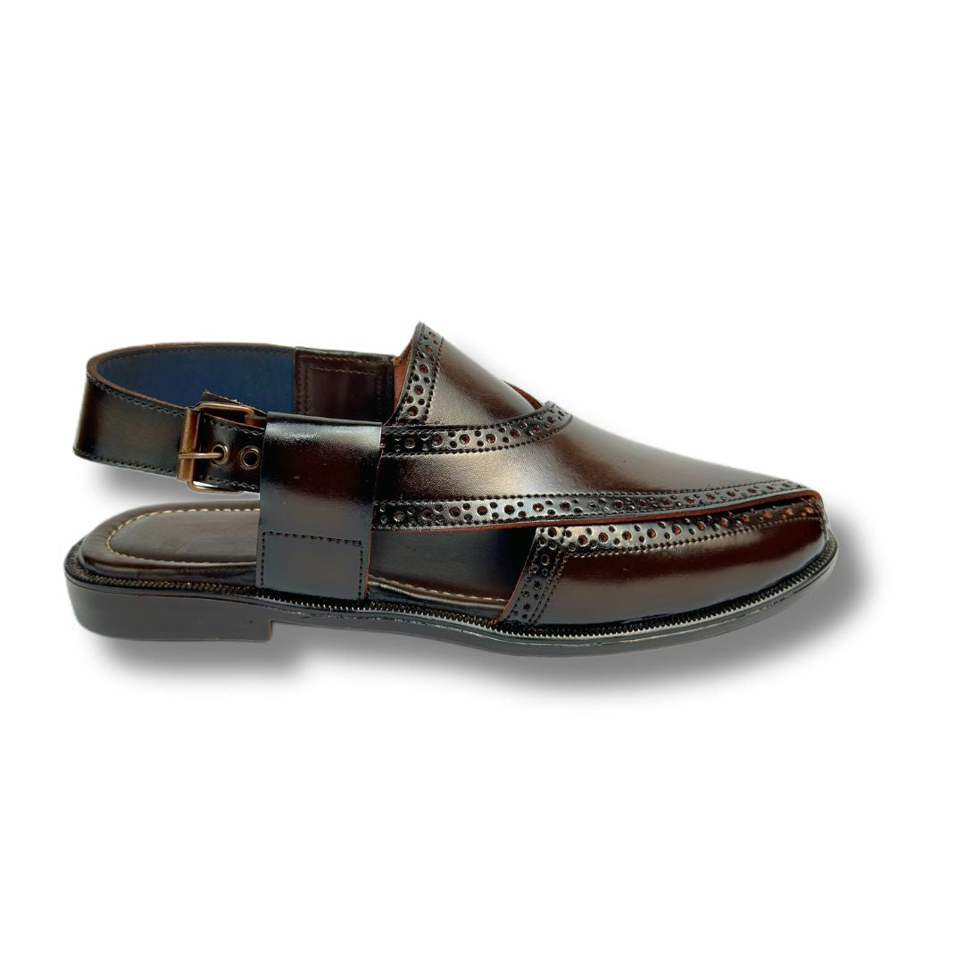 BROWN LEATHER PASHAWRI SANDAL