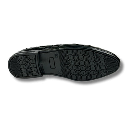 BRAIDED STRAP BLACK LOAFERS