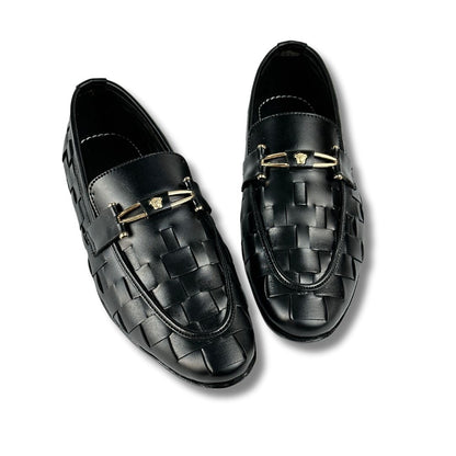 BRAIDED STRAP BLACK LOAFERS