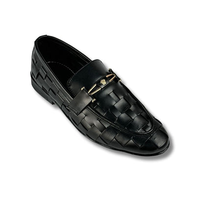 BRAIDED STRAP BLACK LOAFERS